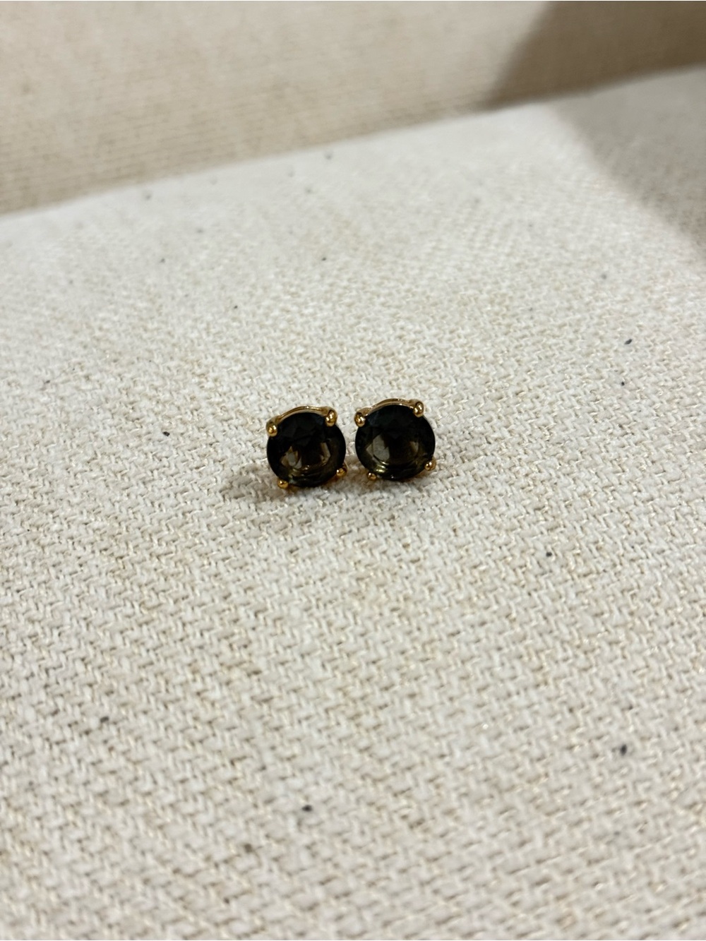 Kate Spade Gumdrop Stud Earrings Black Diamond Smokey Grey Gold